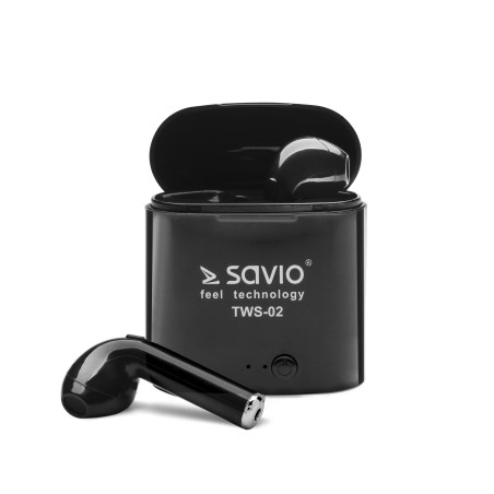 Savio TWS-02 auscultador Auscultadores Sem fios Intra-auditivo Chamadas Música Bluetooth Preto