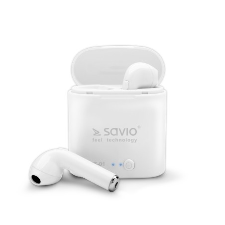 Savio TWS-01 Bia?e Hoofdtelefoons Draadloos In-ear Gesprekken Muziek Sport Elke dag Bluetooth Wit