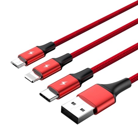 UNITEK C4049RD cabo USB 1,2 m USB A USB C Micro-USB B Lightning Vermelho