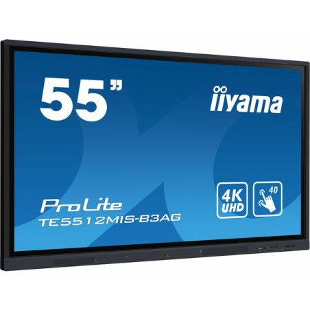iiyama TE5512MIS-B3AG pantalla de señalización Diseño de quiosco 139,7 cm (55") LCD Wifi 400 cd   m² 4K Ultra HD Negro Pantalla