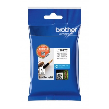 Brother LC-3617C inktcartridge 1 stuk(s) Origineel Normaal rendement Cyaan