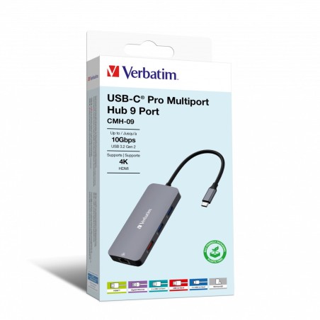 Verbatim CMH-09 USB Type-C 10000 Mbit s Prateado