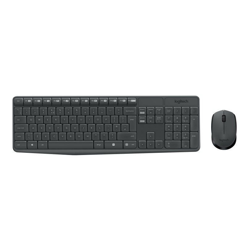 Logitech MK235 Combo Tastiera e Mouse Wireless per Windows, Ricevitore Unifying USB 2.4 GHz Wireless, 15 Tasti FN