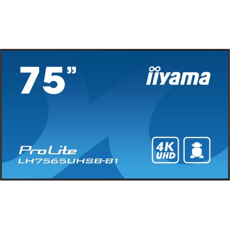 iiyama ProLite Digital Signage Flachbildschirm 190,5 cm (75") LCD WLAN 500 cd m² 4K Ultra HD Schwarz Eingebauter Prozessor