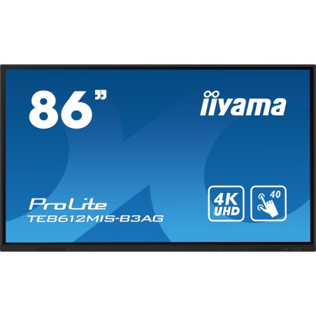 iiyama TE8612MIS-B3AG Signage-Display Kiosk-Design 2,18 m (86") LCD WLAN 400 cd m² 4K Ultra HD Schwarz Touchscreen Eingebauter