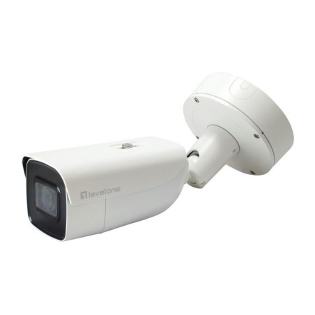 LevelOne Gemini Zoom IP Camera, 8-MP, H.265, 802.3at, Poe, IR LEDs, Indoor Outdoor, Two-Way Audio