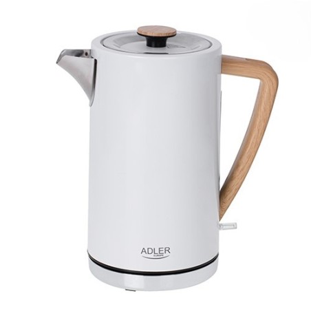 Adler AD 1347W bollitore elettrico 1,5 L 2200 W Bianco, Legno