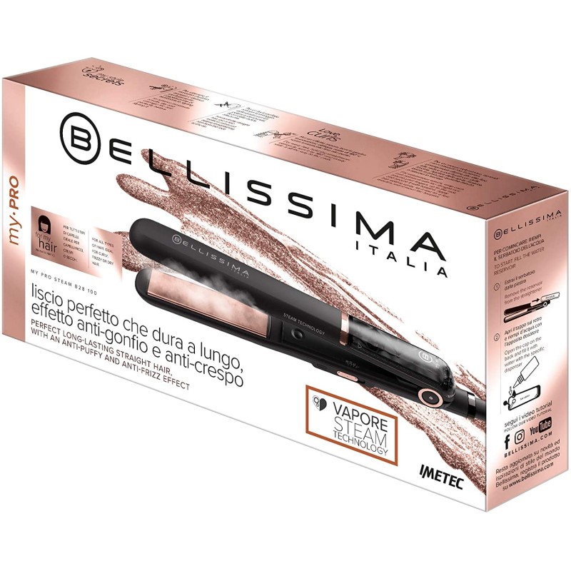 PSK MEGA STORE - Bellissima Piastra a vapore My Pro Steam B28 100. Effetto  liscio lungo, Ceramica, Temperatura da 170°C 230°C - 8007403116323 - Imetec  - 64,40 €