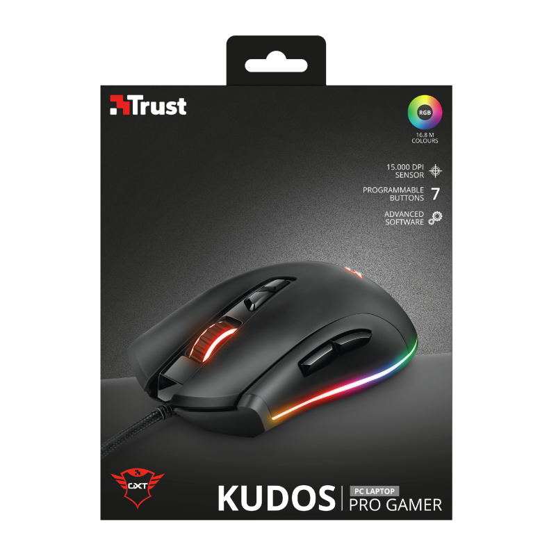 PSK MEGA STORE - Trust GXT 900 Kudos RGB mouse Mano destra USB