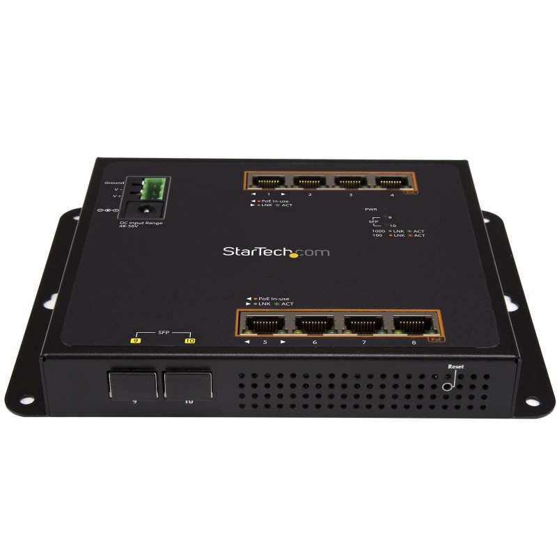 PSK MEGA STORE - StarTech.com Switch Ethernet Gigabit a 8 porte PoE+ con 2  connessioni SFP - Gestito Montabile Parete accesso frontale - 0065030871198  - Startech - 457,53 €