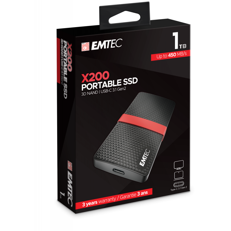 PSK MEGA STORE - Emtec X200 1 TB Nero, Rosso - 3126170170293 - EMTEC -  74,41 €